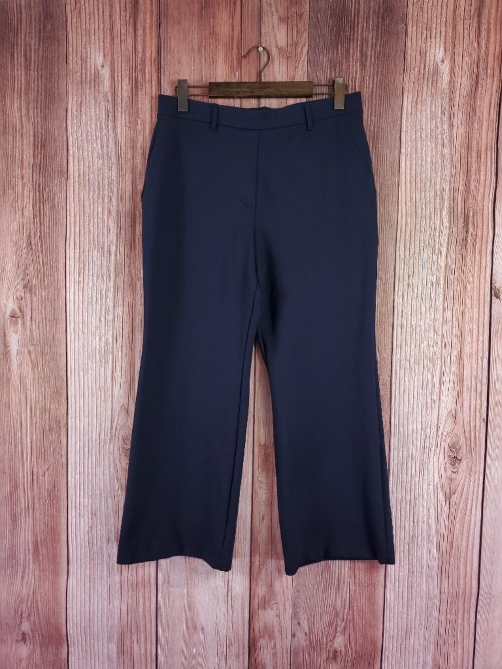 Quince Womens Large Ultra Stretch Ponte Bootcut Pants Navy Blue Stretch Work